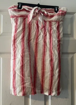 Forever 21 White and Red Striped Strapless Dress thumbnail 1