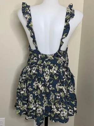 Free People Dear You Floral Backless Ruffle Strap Mini Dress Pockets XS Summer thumbnail 4