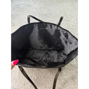 Victorias Secret Love Victoria Black Tote Bag Clear PVC V Panel Patent Trim thumbnail 4