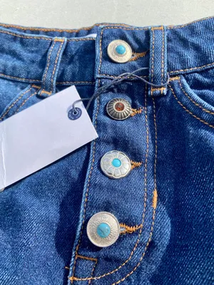 ZARA Z1975 Denim Gemstone Button Skirt thumbnail 3