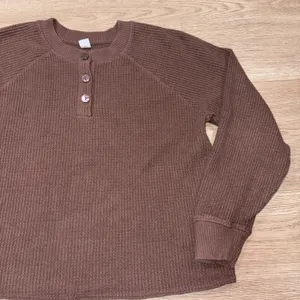 Old Navy Womens Brown Thermal Waffle Long Sleeve Medium thumbnail 7