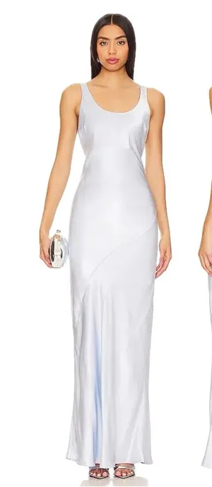 Line & Dot Adelyn Satin Bias-Cut Dress in French Blue thumbnail 1