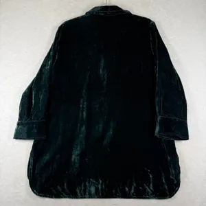 John Mark Dark Green Velvet Tunic Shirt Long Sleeve Collared Viscose Blend M thumbnail 8