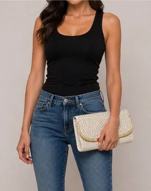 Vintage White and Gold Mesh Crossbody Clutch Purse Detachable Strap thumbnail 1
