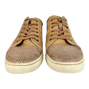 UGG Australia Taya Tan Leather Sneakers Silver Metallic Accent Size 9.5 thumbnail 2