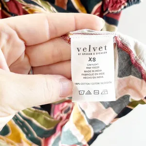 Velvet by Graham & Spencer Tessa Leaves Print Puff Sleeve Mini Dress Multi XS thumbnail 6
