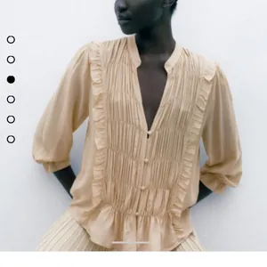 Zara NWT ruffe pleated button elegant top thumbnail 2
