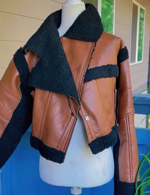Pretty Little Thing Faux Leather Borg Lined Jacketz thumbnail 4