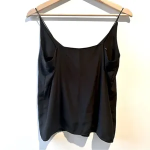 Vintage black spaghetti strap camisole​ small satin clean girl Y2K 90s polished thumbnail 2