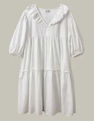 Saule Parc 100% Cotton Midi Dress L‎ Puff Sleeve Boho Cottagecore Victorian Rush thumbnail 1