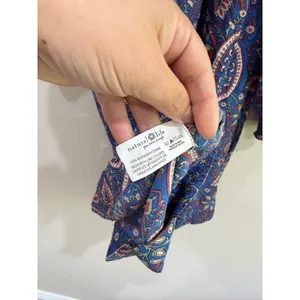 Natural Life Blue Paisley Floral Boho Mini Dress Smocked Sleeve Women Small thumbnail 6