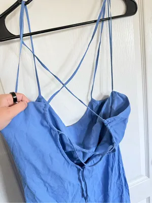 Reformation Dover Crepe Midi Dress in Blue Dusk thumbnail 6