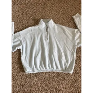 American Eagle Light Blue Quarter-Zip Slightly‎ Cropped Sweatshirt Size Medium thumbnail 2