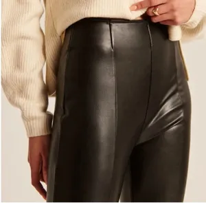 Abercrombie Split Hem Vegan Leather Slim Flare Pants thumbnail 2