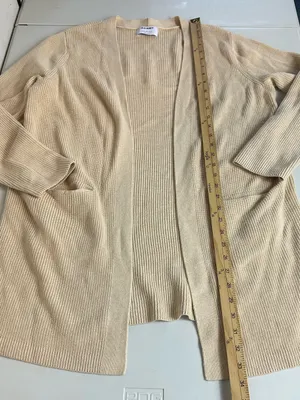 Old Navy Textured Open-Front Cotton Blend Knit Cardigan Sweater Oatmeal Size L thumbnail 8