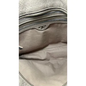 Tory‎ Burch Crossbody Bag Pebbled Leather Taupe Silver Logo Buckle Medium Greige thumbnail 8