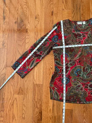 New Chico's Women’s Silk Paisley V-Neck Blouse thumbnail 9