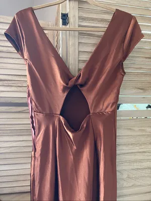 Women's Rust Satin V-Neck Evening Dress Medium NWT thumbnail 12