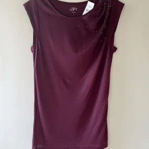 Loft Sz S Purple Tank Top Sleeveless Pullover Top Round Neck Sequin‎ Blouse thumbnail 5
