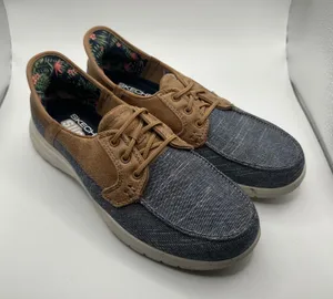 Skechers Slip-ins On-the-GO Ideal Navy Tan Boat Shoes 138215 Womens 8.5 thumbnail 1