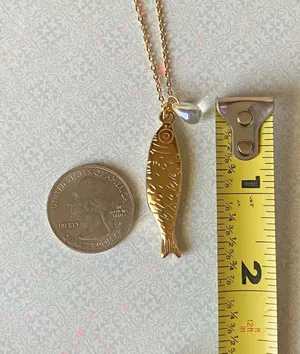 Handmade gold tone fully gold tone stainless steel fish boho funky chic necklace🌀🐟 thumbnail 7
