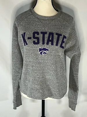 Champion K-State Powercat Raw Hem Cropped Women’s Crewneck Sweatshirt Small thumbnail 1