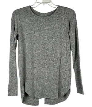 Aerie Just Add Leggings Gray Long Sleeve Open Back Sweater XS thumbnail 1