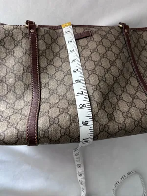 Authentic Gucci GG Supreme Monogram Coated Canvas Brown Leather Large Tote Bag thumbnail 15