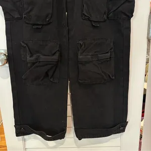New Edikted Wide Leg Jeans Sz S Oversized Boyfriend Cargo Black Mid-rise Y2K thumbnail 5