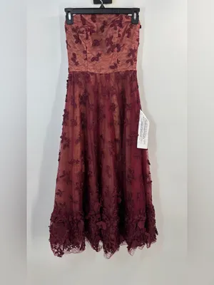 Dress The Population Kailyn Strapless Embroidered Midi Dress thumbnail 4