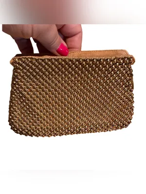 Vintage Whiting & Davis Gold Metal Mesh Dot Change Purse thumbnail 6