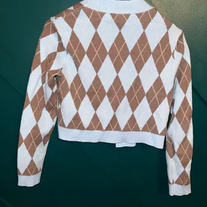 Haute Monde Brown and Cream Argyle Cardigan thumbnail 3