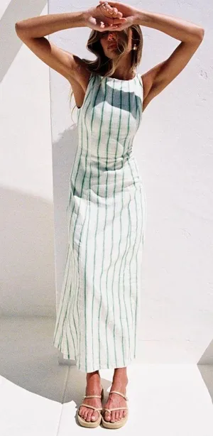 Princess Polly Maxi green stripe dress thumbnail 2