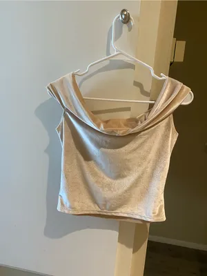 NWT Reformation Champagne velvet Off-Shoulder Top thumbnail 4