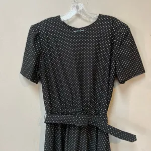 Vintage Tabby of California Black Polka Dot Belted Dress Size 16 thumbnail 6