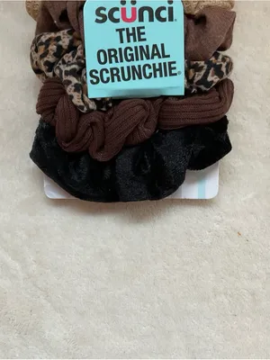 scunci Assorted Hair Scrunchie Set in Black, Brown, Tan, Pink, Leopard thumbnail 3