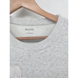 Hollister Sweatshirt Womens Large Flower Market Rose Gray Graphic EUC thumbnail 3