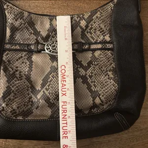 Vintage Brighton Black Pebbled Leather Python-Embossed Hobo Style Shoulder Bag thumbnail 11