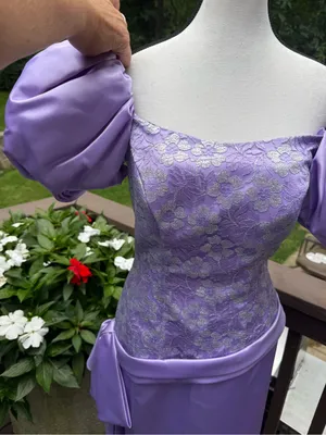 Vintage Lilac Floral Midi Dress with Puff Sleeves thumbnail 3