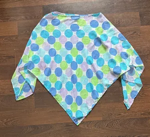 Charlotte Boho Polka Dot Poncho Top Pastel Blue Green Purple One Size Fits Most thumbnail 1
