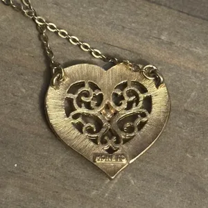 Monet Vintage Filigree Heart Necklace thumbnail 5
