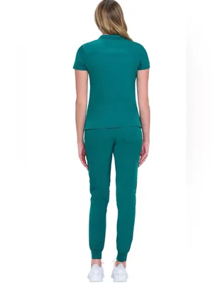 Natural Uniforms Womens Cool Stretch Modern Top Yoga Jogger Scrubs Green XS set thumbnail 3