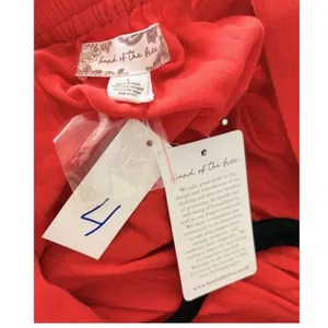 Band of the Free Blood Orange/Red Solid Crinkle Ruffle Shift Mini Dress L thumbnail 4