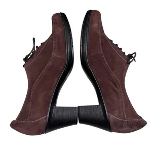 NEW Clarks Bendables Brown Suede Lace Up Oxford Heels Booties Shoes size 10W thumbnail 4