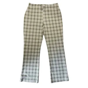 Altar'd State Green White Plaid Cropped Flare Pants Small Retro Boho thumbnail 3