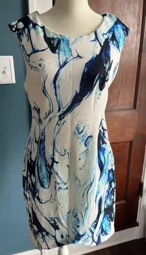 NWT! Tie dye Shift Dress Blue Size L thumbnail 1