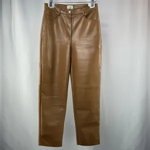 Aritzia Wilfred Melina Straight Leg‎ Vegan Leather Pants in Light Brown Size 4 thumbnail 3