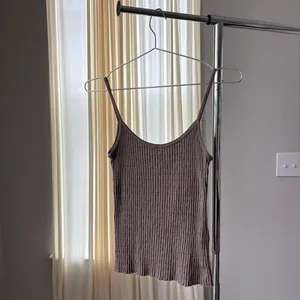 Brandy Melville Tank Top OS Brown Ribbed Cami Raw Hem Y2K Downtown Girl 90s Boho thumbnail 3