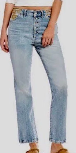 Free People Detail Beaded Jeans thumbnail 1