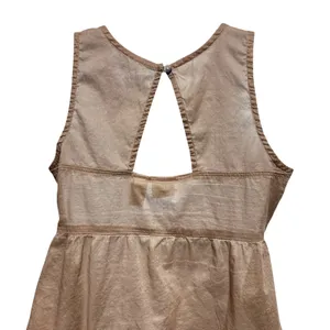 Y2K Mudd Women Boho Festival Embroidered Babydoll‎ Top S Tan Peasant Cottagecore thumbnail 6